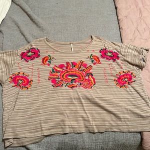 Free People Embroidered Crop Top